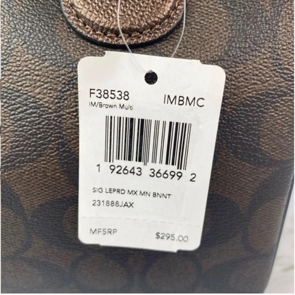 Coach Brown Signature Canvas Satchel with Leopard Accent